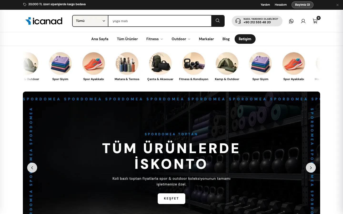 Spor & Outdoor — Domea Sport tema masaüstü görünümü